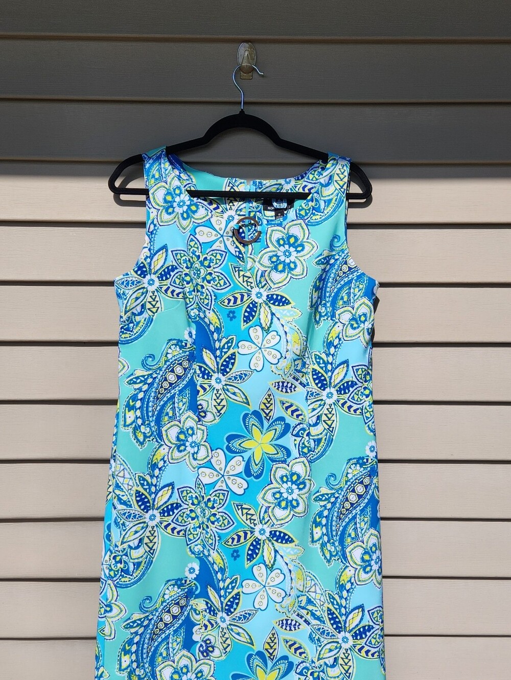 Ronni Nicole Paisley Sleeveless Shades Blue Midi Dress. Size 12 - Picture 3 of 12